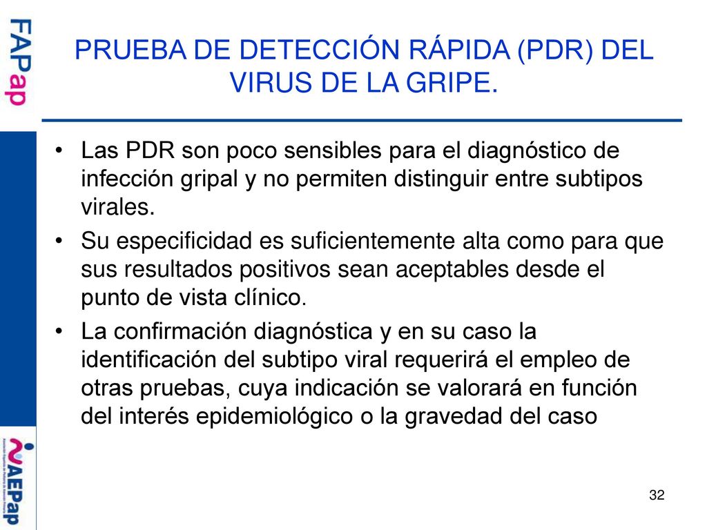 PRUEBA DE DETECCIÓN RÁPIDA (PDR) DEL VIRUS DE LA GRIPE.