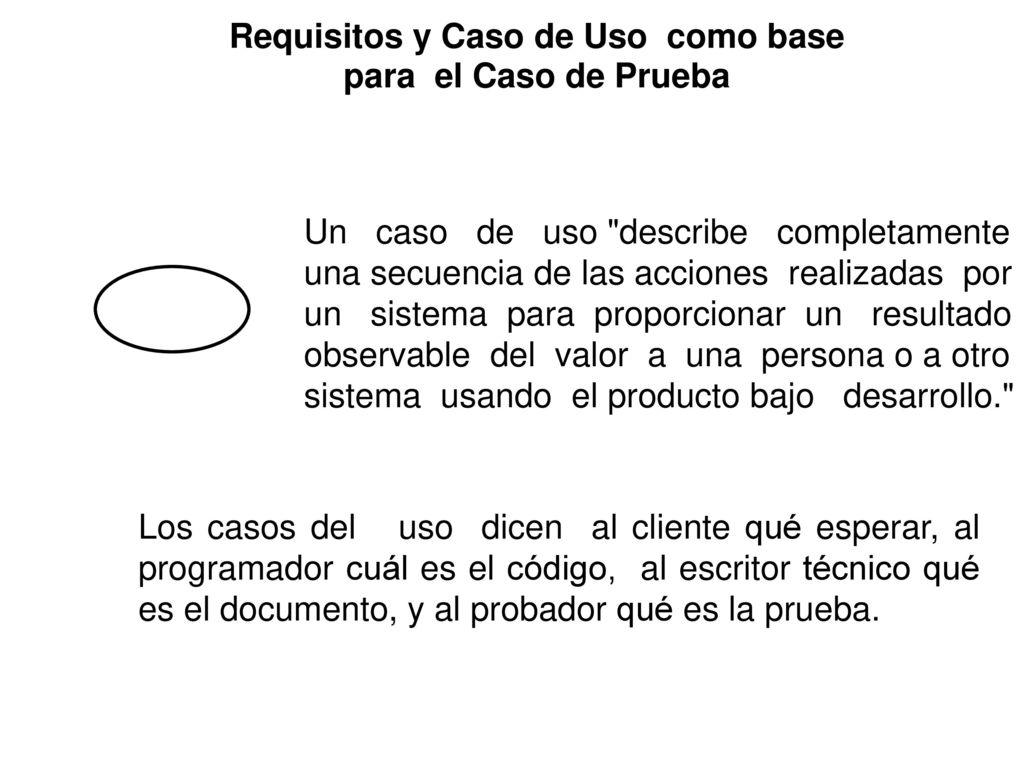 Requisitos y Caso de Uso como base para el Caso de Prueba