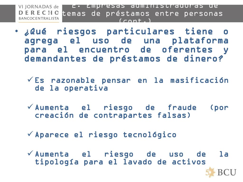 2. Empresas administradoras de sistemas de préstamos entre personas (cont.)