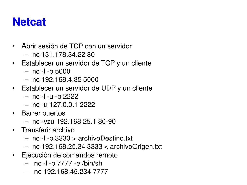Netcat Abrir sesión de TCP con un servidor nc