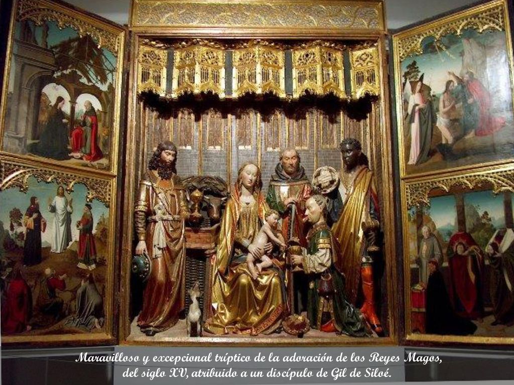 Maravilloso y excepcional tríptico de la adoración de los Reyes Magos,