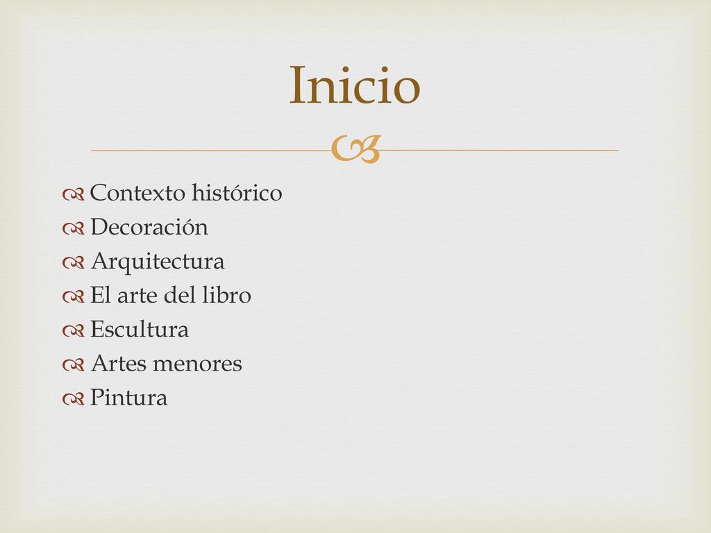 Inicio Contexto histórico Decoración Arquitectura El arte del libro