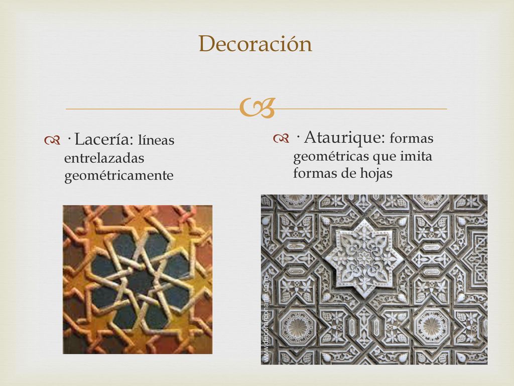 Decoración · Ataurique: formas geométricas que imita formas de hojas