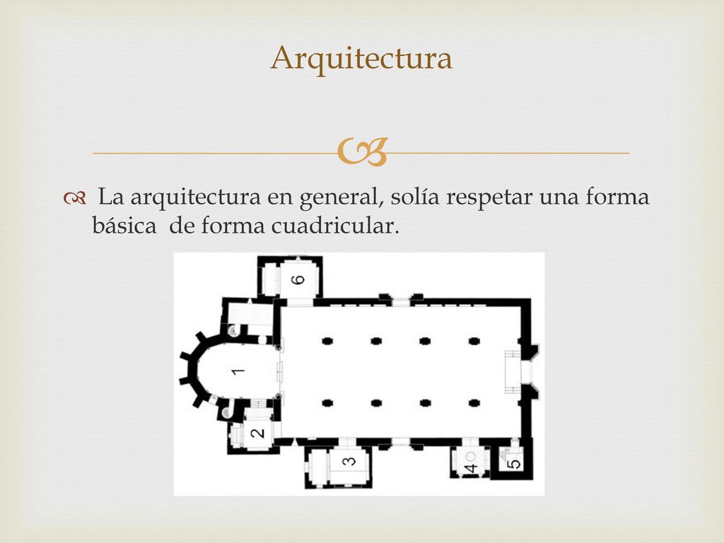 Arquitectura La arquitectura en general, solía respetar una forma básica de forma cuadricular.