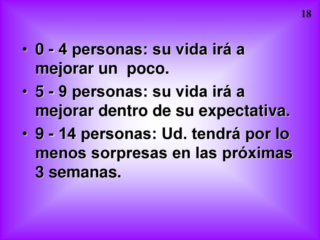 0 - 4 personas: su vida irá a mejorar un poco.