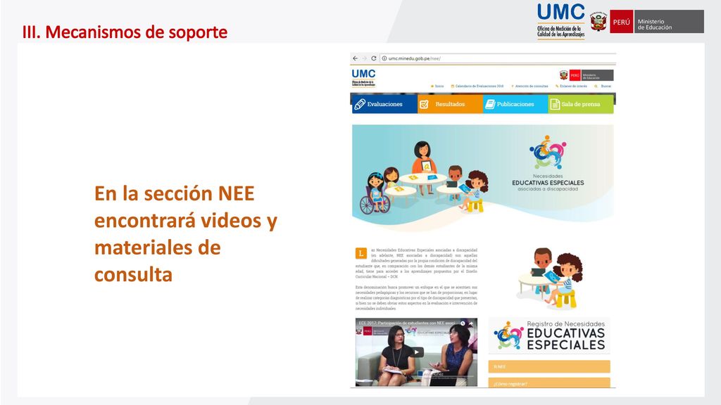 En la sección NEE encontrará videos y materiales de consulta