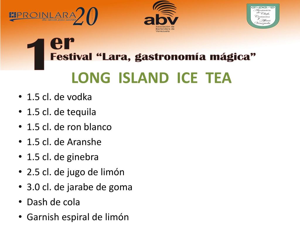 LONG ISLAND ICE TEA 1.5 cl. de vodka 1.5 cl. de tequila