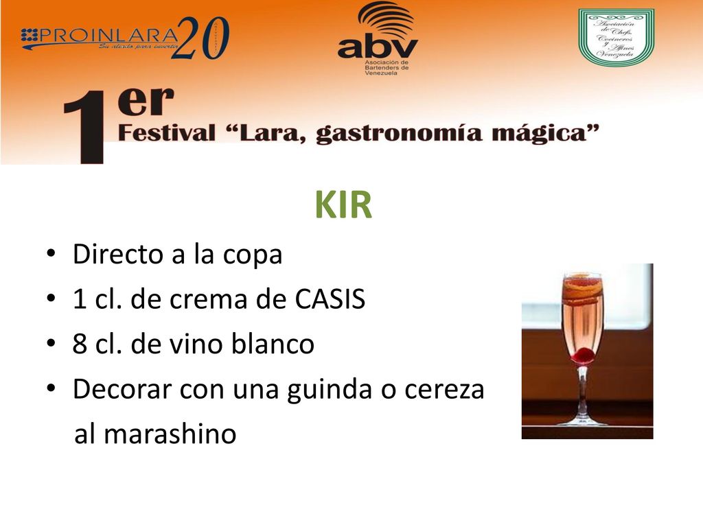 KIR Directo a la copa 1 cl. de crema de CASIS 8 cl. de vino blanco