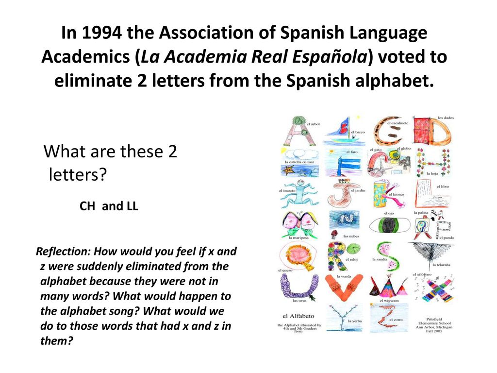 In 1994 the Association of Spanish Language Academics (La Academia Real Española) voted to eliminate 2 letters from the Spanish alphabet.