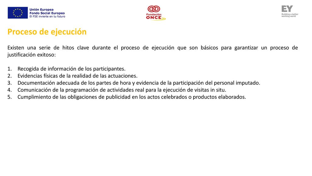 Unión Europea Fondo Social Europeo. El FSE invierte en tu futuro. Proceso de ejecución.