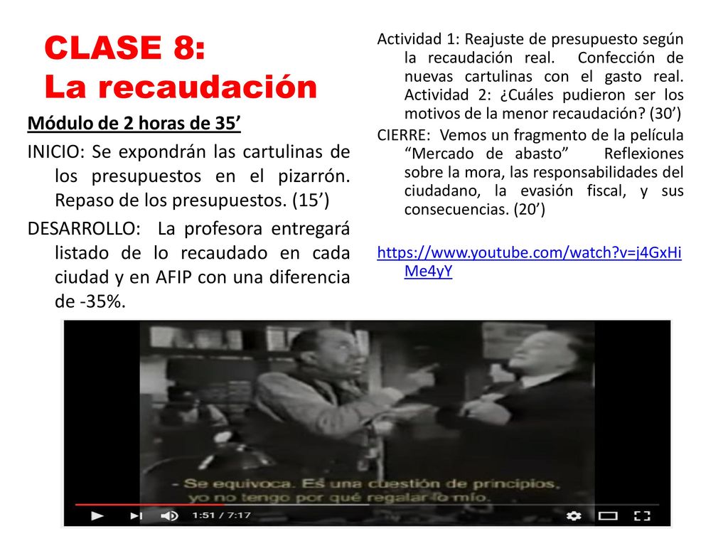 CLASE 8: La recaudación Módulo de 2 horas de 35’