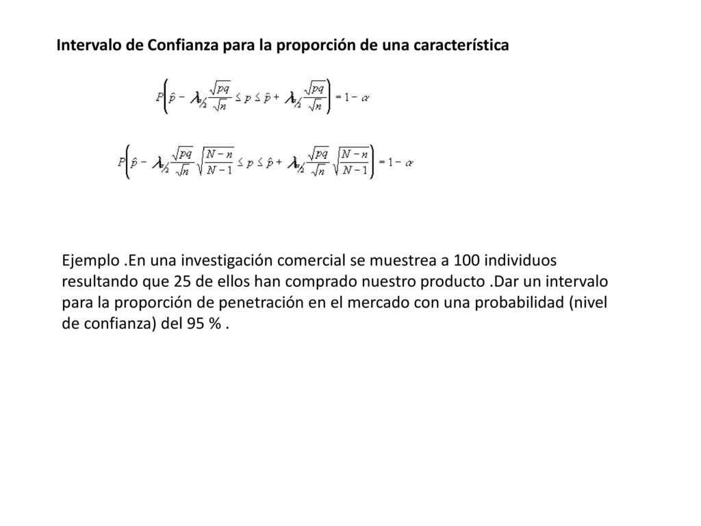 Intervalo de Confianza para la proporción de una característica