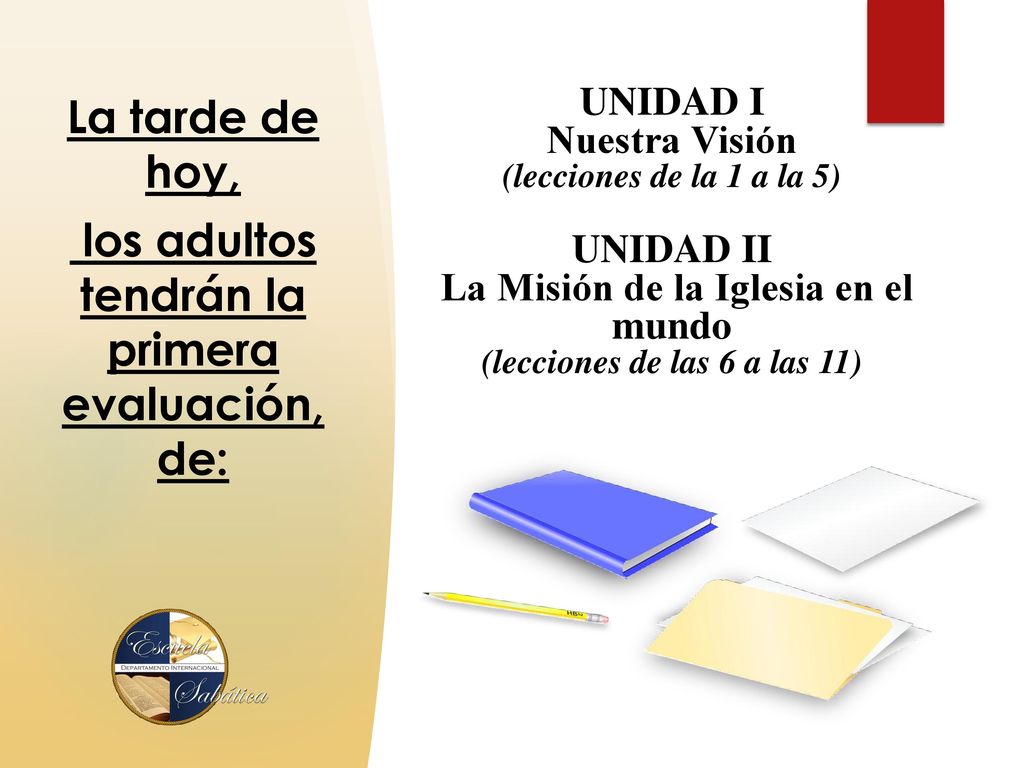 La tarde de hoy, los adultos tendrán la primera evaluación, de: