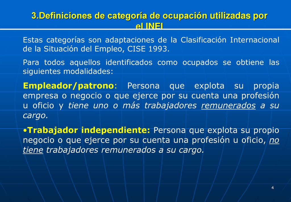 3.Definiciones de categoría de ocupación utilizadas por el INEI