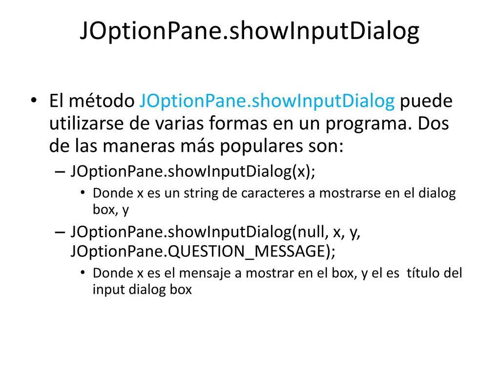 JOptionPane.showInputDialog
