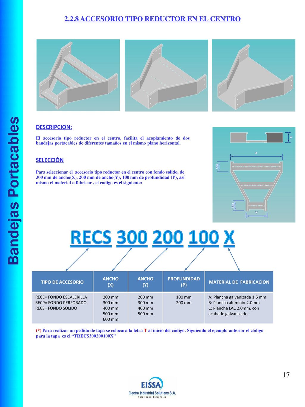 2.2.8 ACCESORIO TIPO REDUCTOR EN EL CENTRO MATERIAL DE FABRICACION