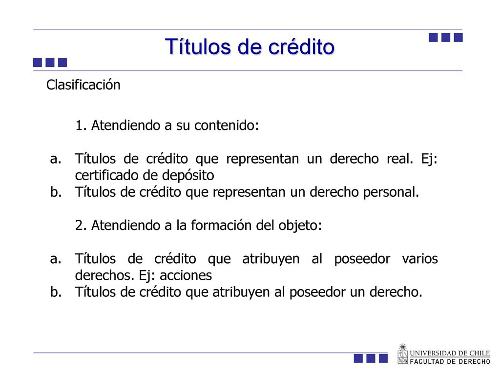 Títulos de crédito ION Clasificación 1. Atendiendo a su contenido: