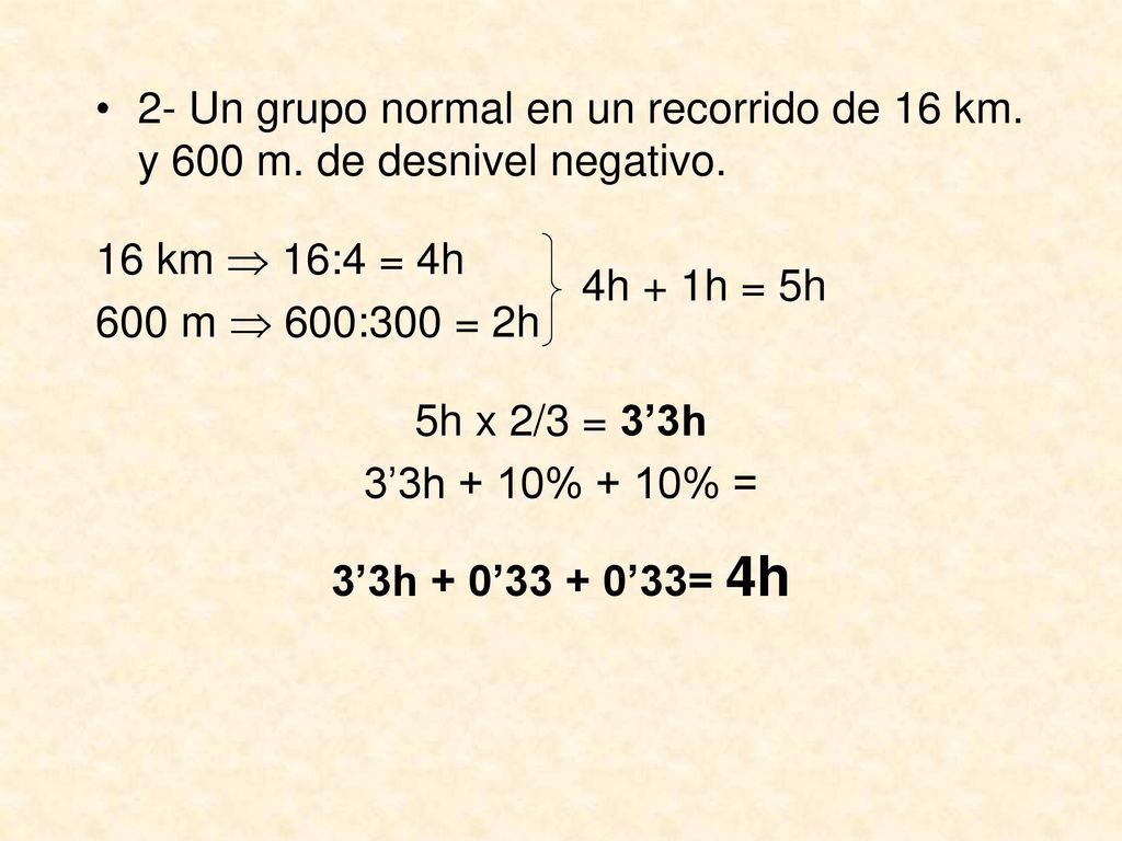 2- Un grupo normal en un recorrido de 16 km. y 600 m