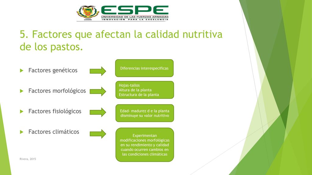 5. Factores que afectan la calidad nutritiva de los pastos.