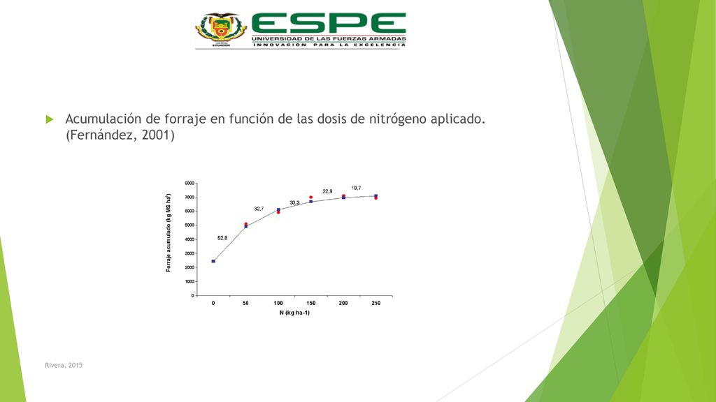Acumulación de forraje en función de las dosis de nitrógeno aplicado.
