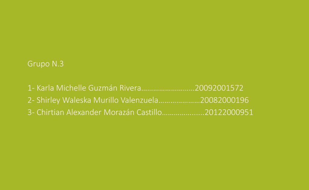 Grupo N.3 1- Karla Michelle Guzmán Rivera……………………… Shirley Waleska Murillo Valenzuela…………………