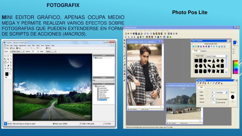 Fotografix Mini editor gráfico, apenas ocupa medio mega y permite realizar varios efectos sobre fotografías que pueden extenderse en forma de scripts de acciones (macros).