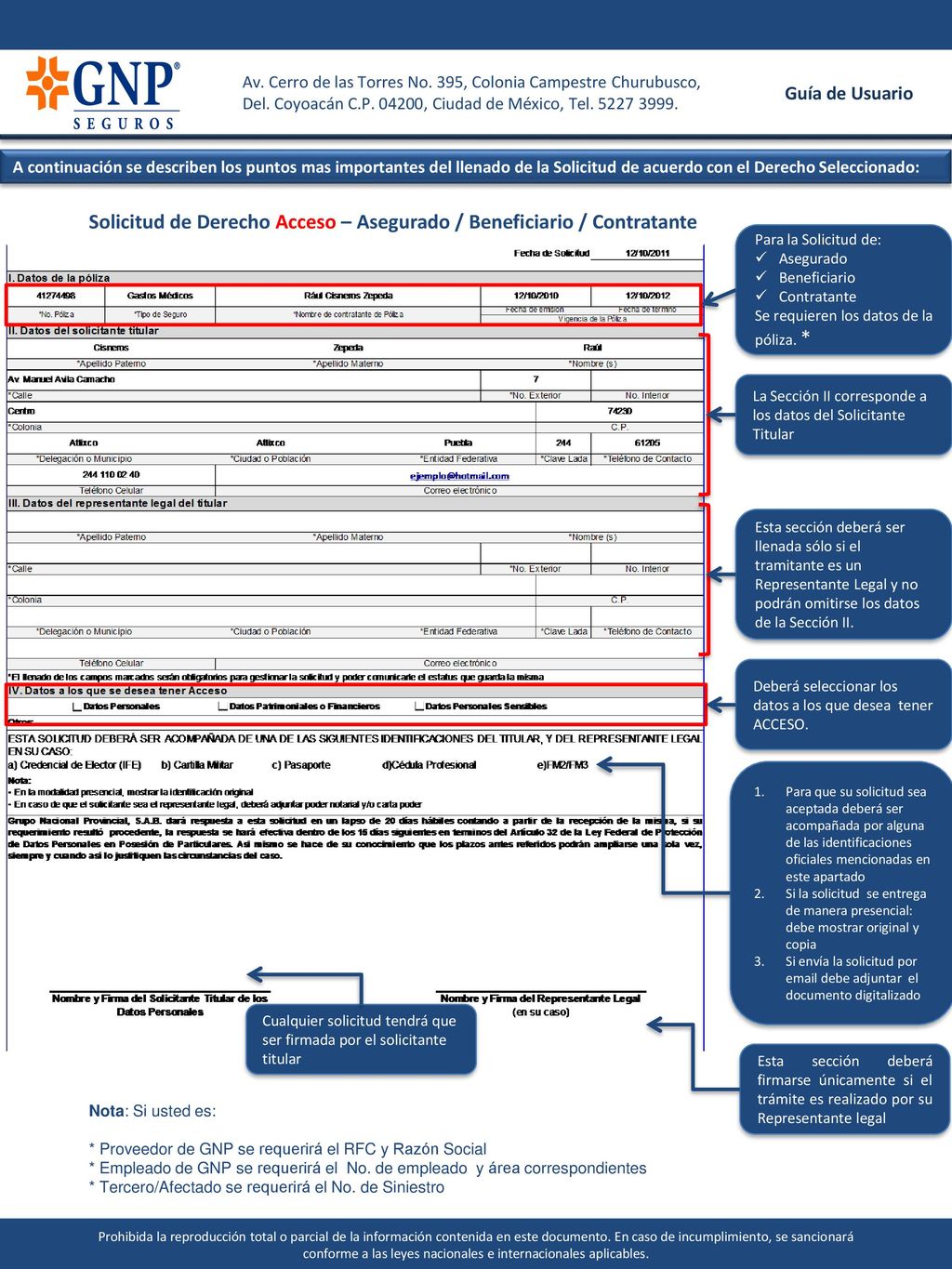 Solicitud de Derecho Acceso – Asegurado / Beneficiario / Contratante