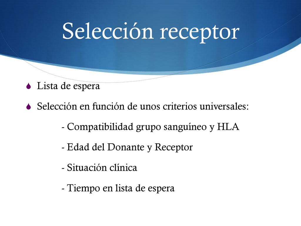 Selección receptor Lista de espera