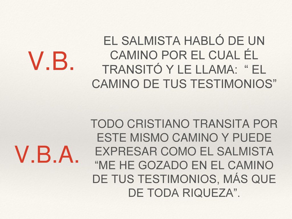 EL SALMISTA HABLÓ DE UN CAMINO POR EL CUAL ÉL TRANSITÓ Y LE LLAMA: EL CAMINO DE TUS TESTIMONIOS