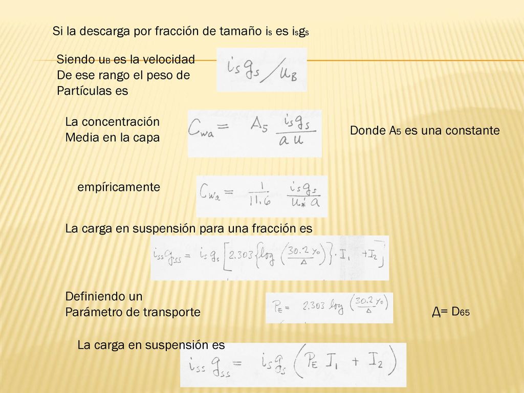 Si la descarga por fracción de tamaño is es isgs