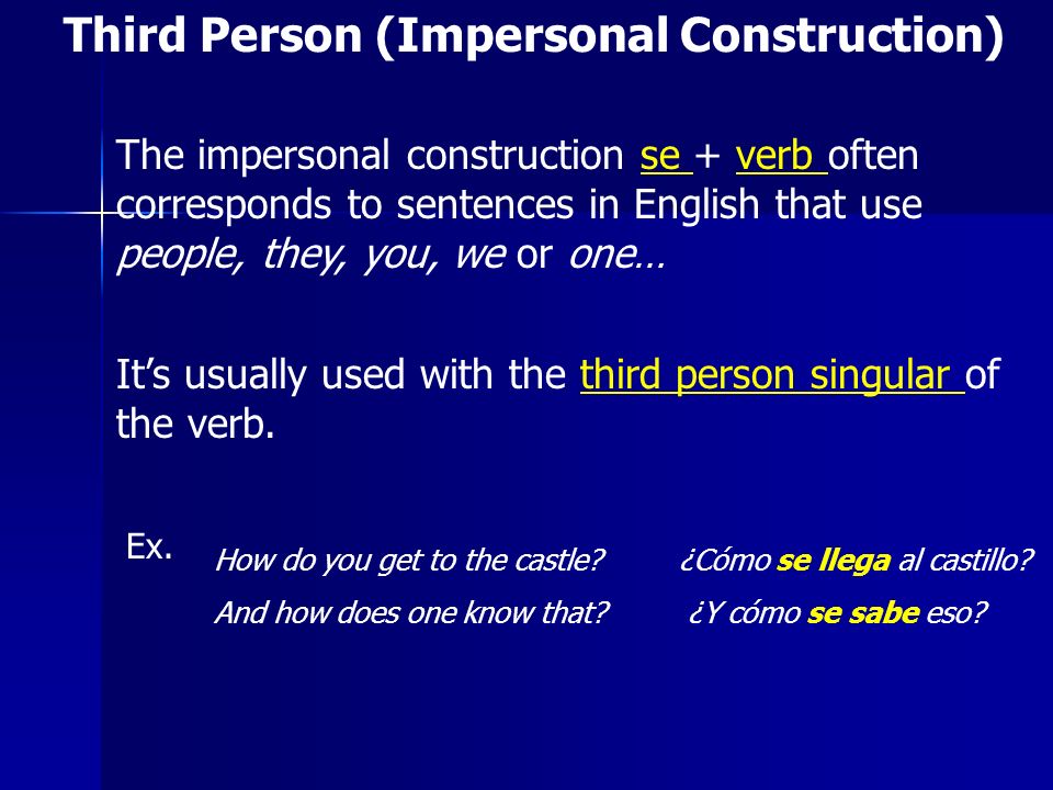 Third Person (Impersonal Construction)