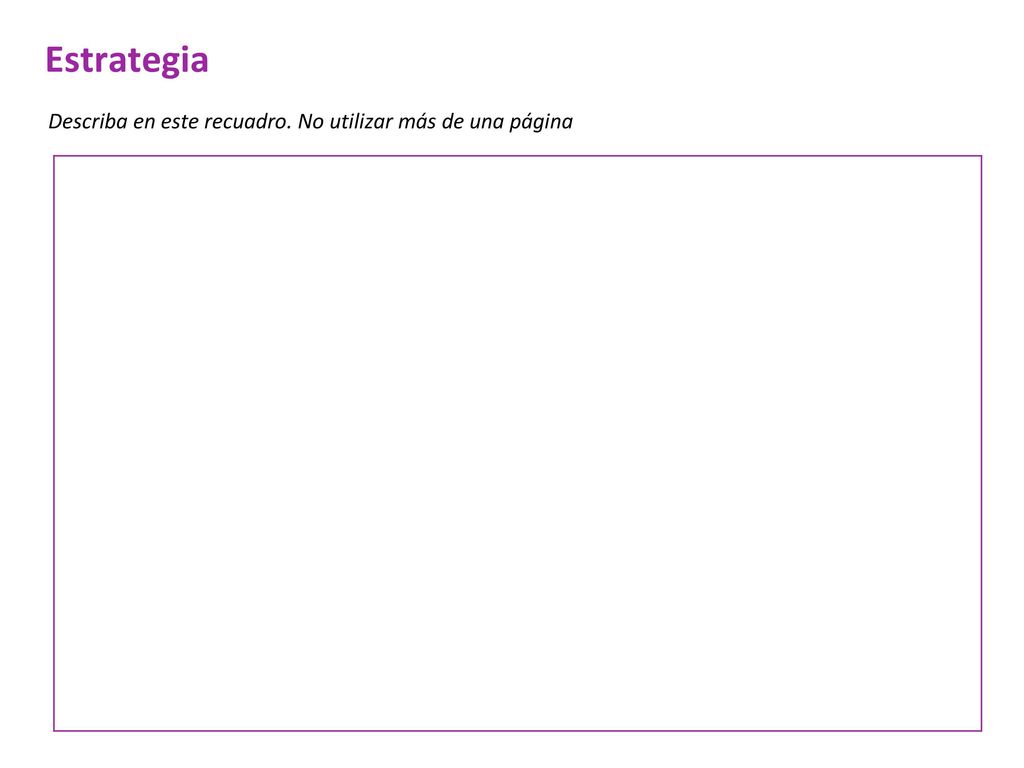 Estrategia Describa en este recuadro. No utilizar más de una página