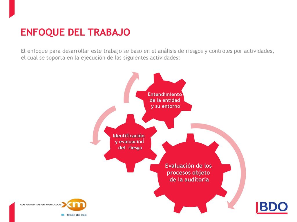 ENFOQUE DEL TRABAJO Evaluación de los procesos objeto de la auditoria