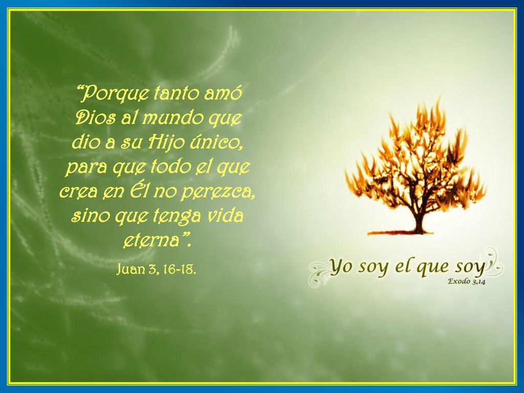 Porque tanto amó Dios al mundo que dio a su Hijo único, para que todo el que crea en Él no perezca, sino que tenga vida eterna .