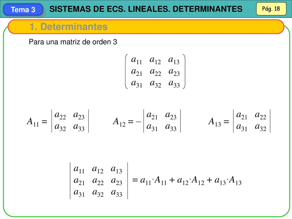 1. Determinantes a11 a12 a13 a21 a22 a23 a31 a32 a33 a22 a23 a32 a33