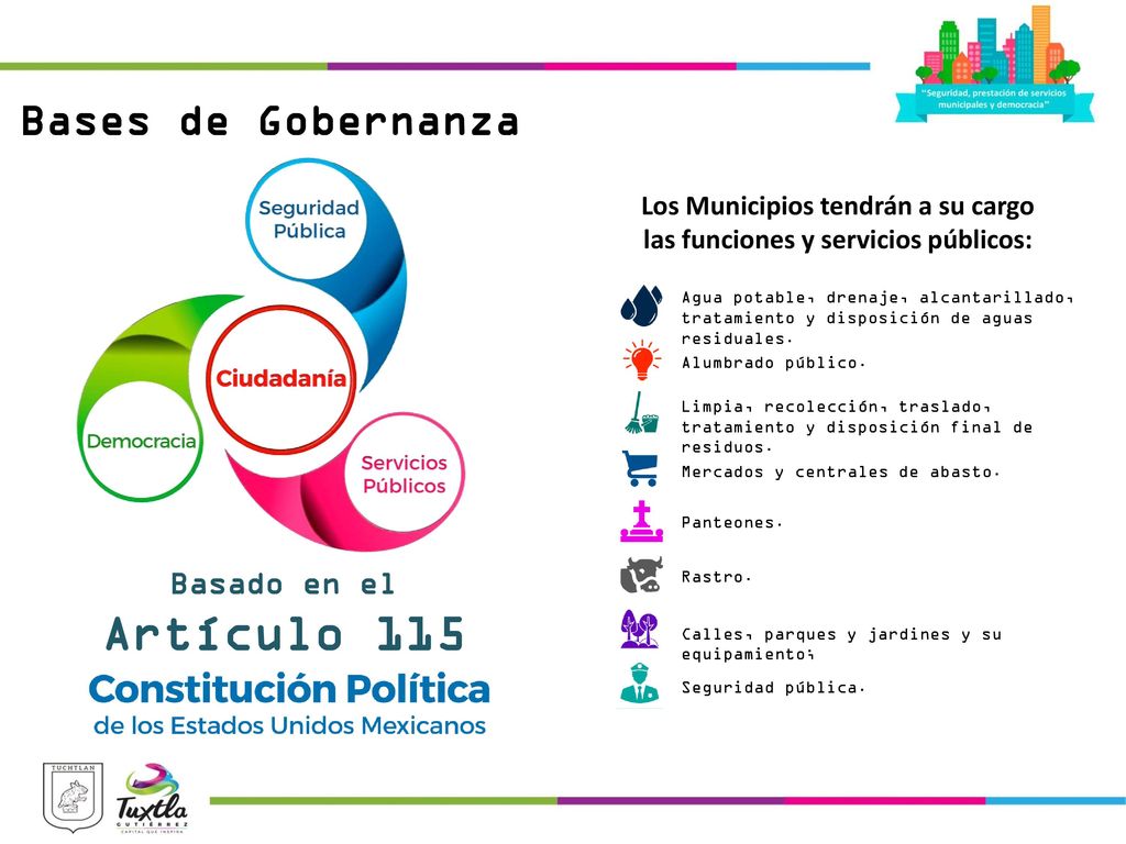 Los Municipios tendrán a su cargo las funciones y servicios públicos: