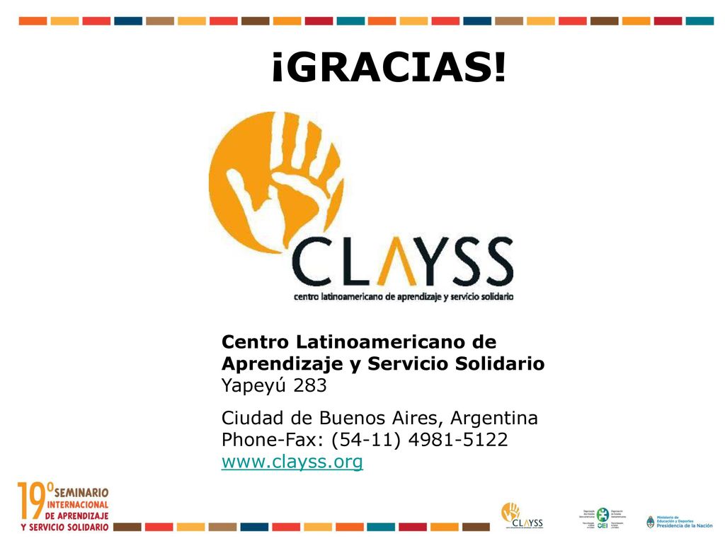 ¡GRACIAS! Centro Latinoamericano de Aprendizaje y Servicio Solidario Yapeyú 283.