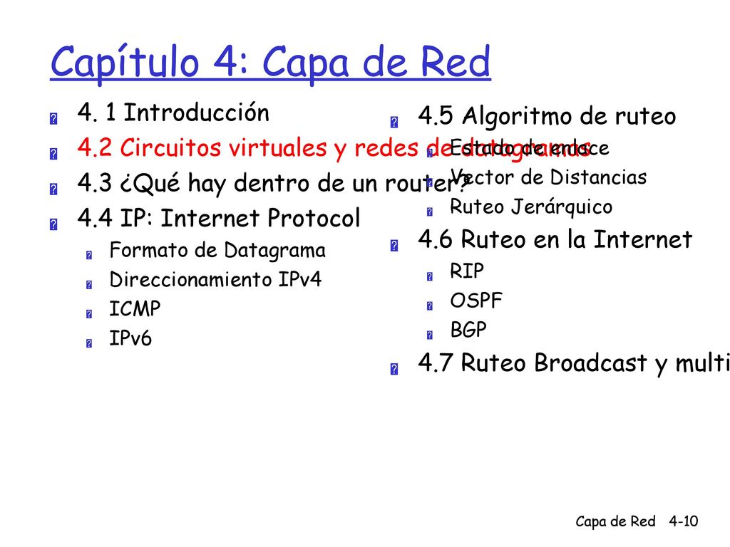 Capítulo 4: Capa de Red 4. 1 Introducción 4.5 Algoritmo de ruteo