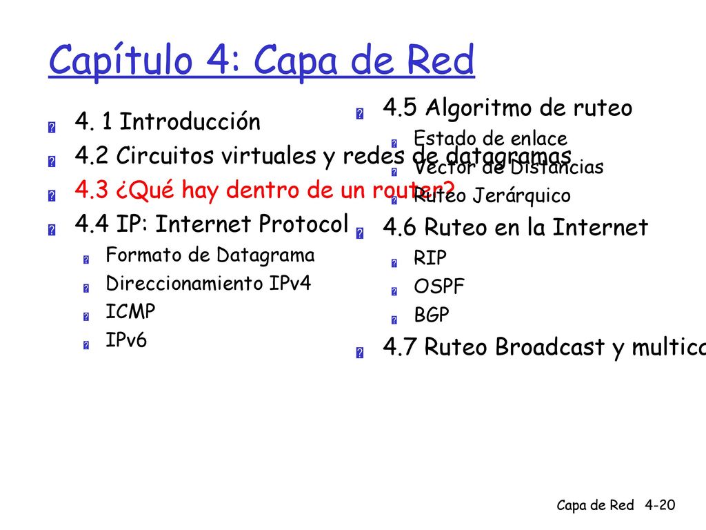 Capítulo 4: Capa de Red 4.5 Algoritmo de ruteo 4. 1 Introducción