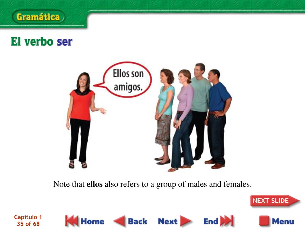 Note that ellos also refers to a group of males and females.