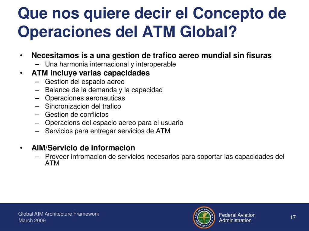 Que nos quiere decir el Concepto de Operaciones del ATM Global