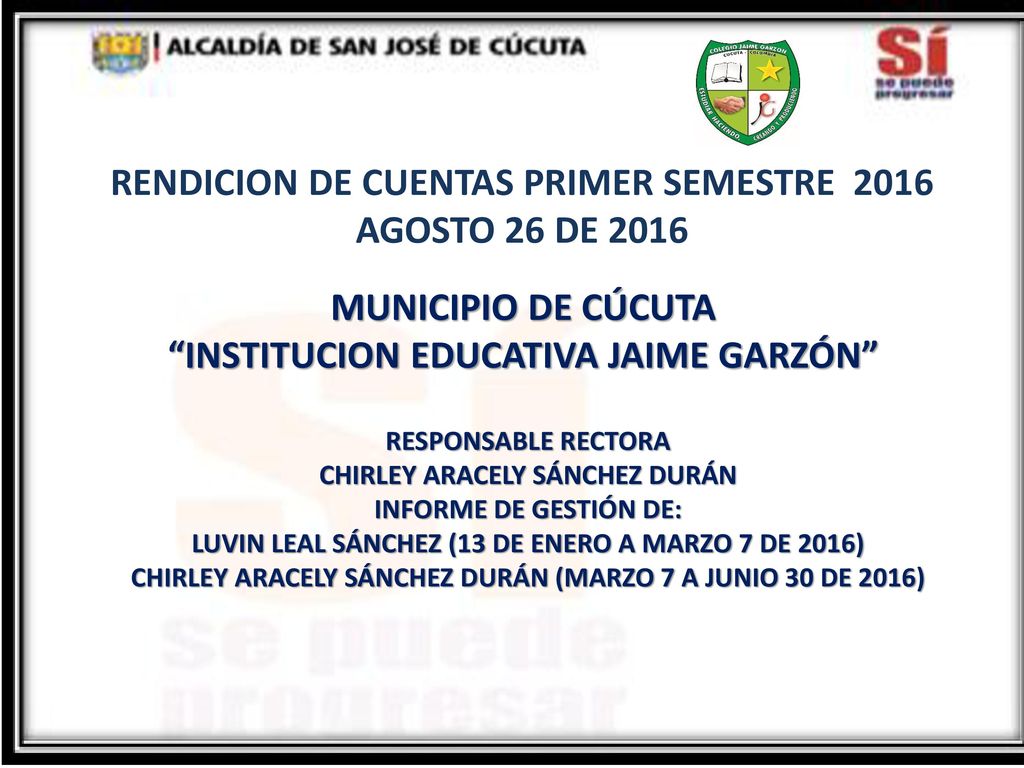 RENDICION DE CUENTAS PRIMER SEMESTRE 2016 AGOSTO 26 DE 2016