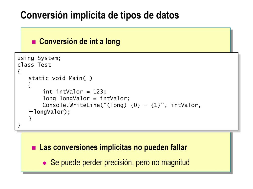 Conversión implícita de tipos de datos