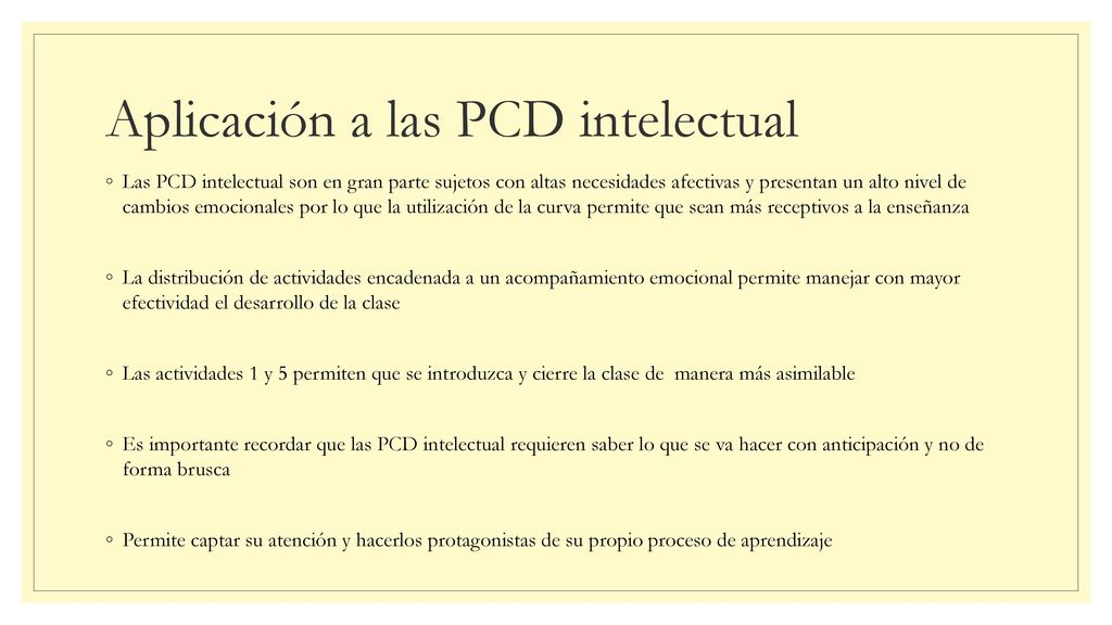 Aplicación a las PCD intelectual