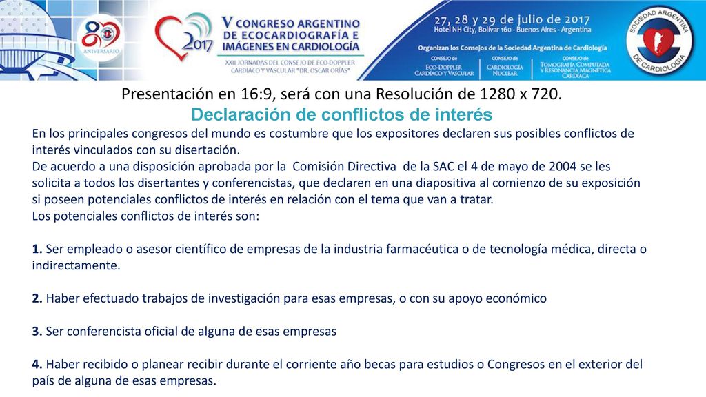 Presentación en 16:9, será con una Resolución de 1280 x 720.