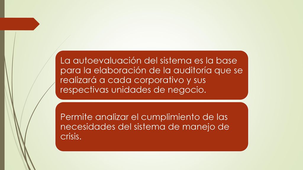La autoevaluación del sistema es la base para la elaboración de la auditoría que se realizará a cada corporativo y sus respectivas unidades de negocio.