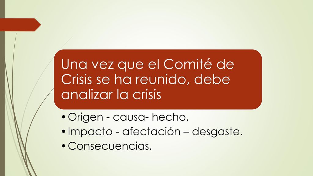 Una vez que el Comité de Crisis se ha reunido, debe analizar la crisis