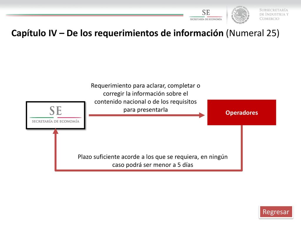 Capítulo IV – De los requerimientos de información (Numeral 25)