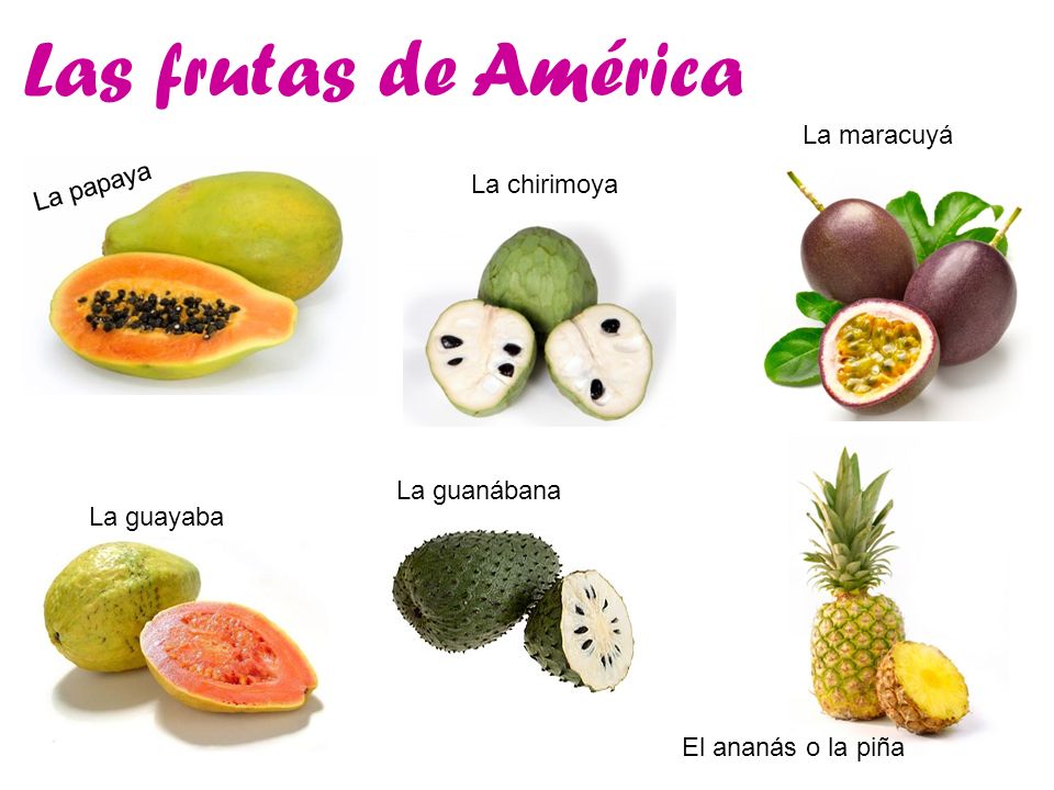 Las frutas de América La maracuyá La papaya La chirimoya La guanábana