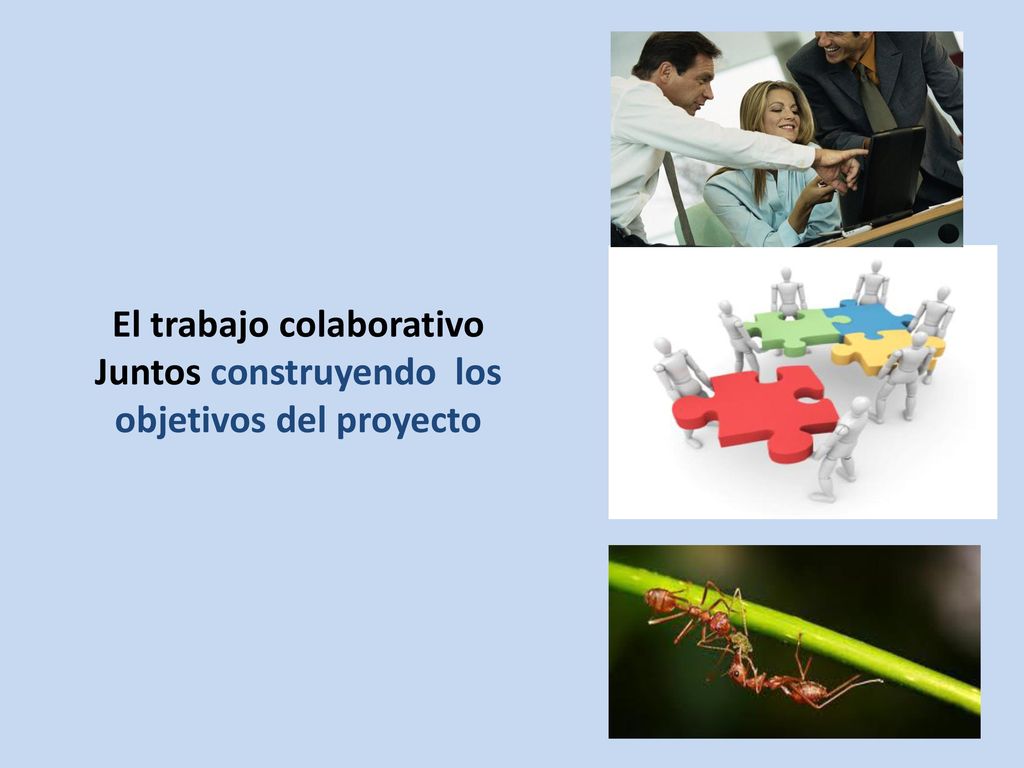 El trabajo colaborativo Juntos construyendo los objetivos del proyecto